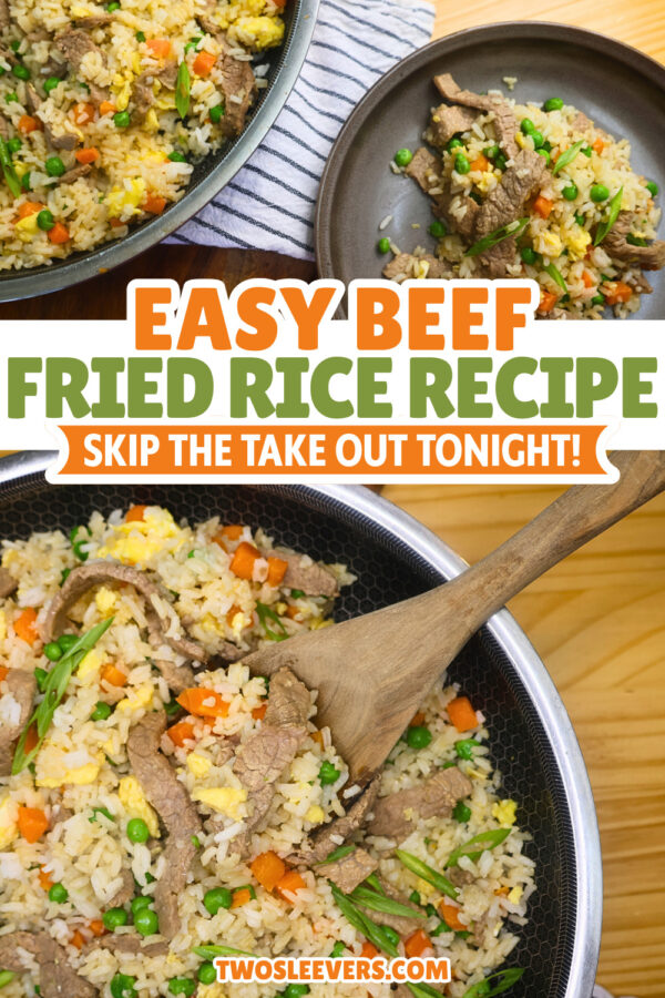 Beef Fried Rice Pin with text overlay