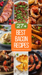 Best Bacon recipes 9 part grid with text overlay