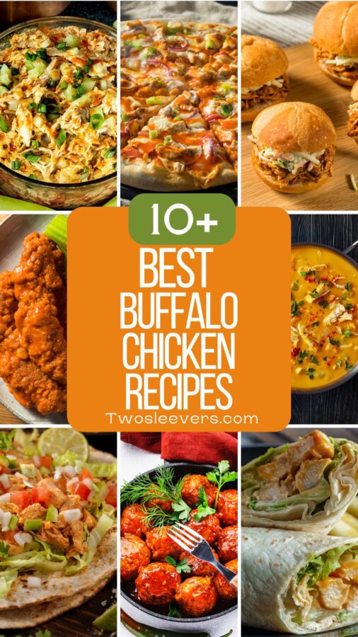 9 part grid of the Best Buffalo Chicken Recipes with text overlay