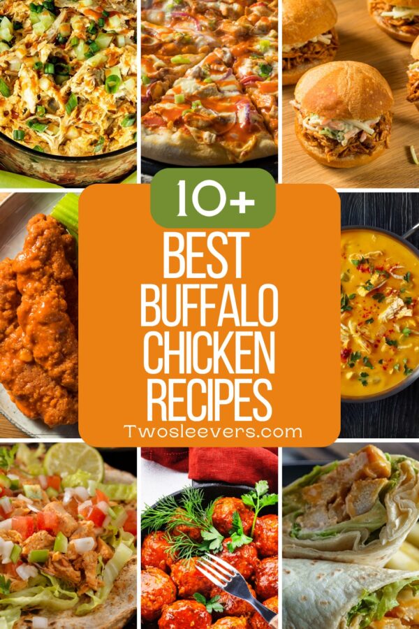 9 part grid of the Best Buffalo Chicken Recipes with text overlay