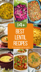 Best lentil recipes grid graphic with text overlay