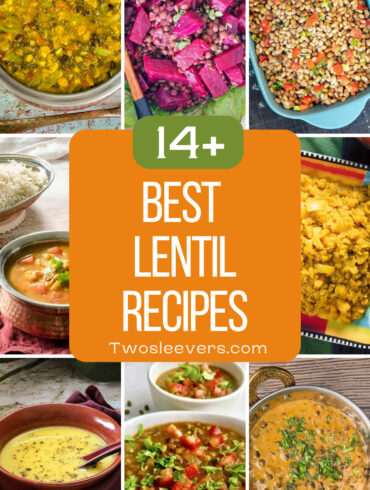Best lentil recipes grid graphic with text overlay
