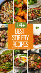 Best Stir Fry Recipes 9 part grid with text overlay