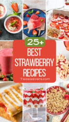 Best Strawberry Recipes 9 part graphic with text overlay