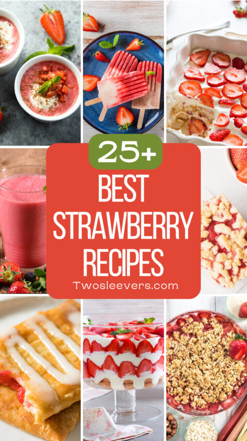 Best Strawberry Recipes 9 part graphic with text overlay