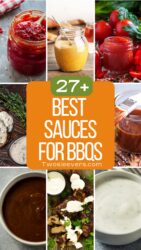 9 part grid of the best sauces for bbqs with text overlay