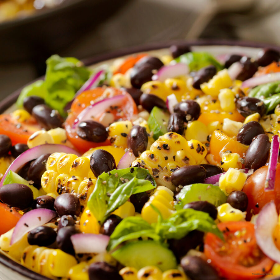 Close up image of Black Bean and Corn Salad in a bowl
