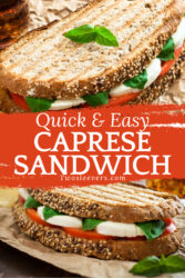 Caprese Sandwich Pin with text overlay