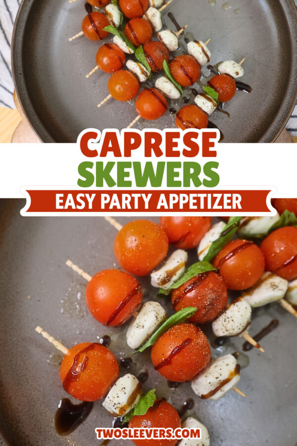 Caprese Skewers Pin with text overlay