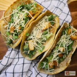 Three chicken caesar smash tacos