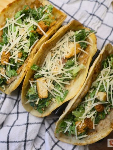 Three chicken caesar smash tacos