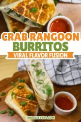 Crab rangoon Burritos Pin with text overlay