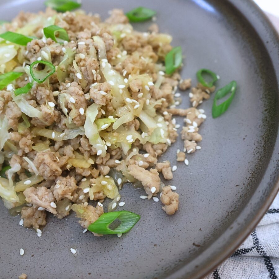 Close up image of egg roll in a bowl