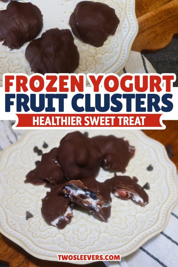 Frozen Yogurt Fruit Clusters Pin with text overlay