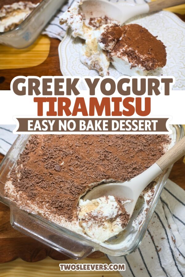 Greek Yogurt Tiramisu Pin with text overlay