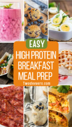 9 part image of high protein breakfast recipes with text overlay reading "high protein breakfast meal prep"