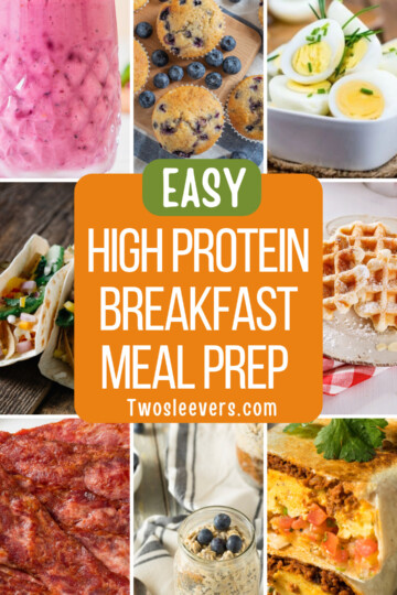 9 part image of high protein breakfast recipes with text overlay reading "high protein breakfast meal prep"
