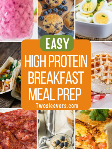 9 part image of high protein breakfast recipes with text overlay reading "high protein breakfast meal prep"