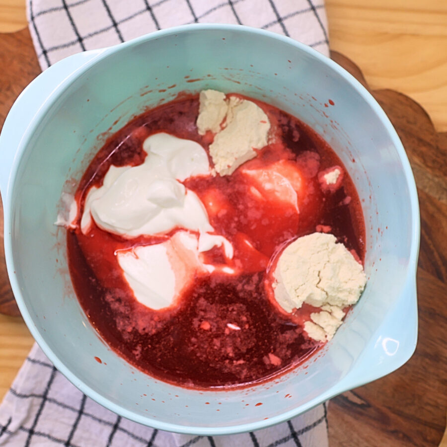 Sugar free jello with protein powder and Greek Yogurt added