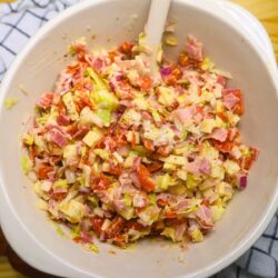 Overhead image of Hoagie Dip in a bowl