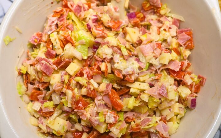 Overhead image of Hoagie Dip in a bowl