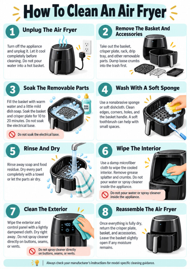 8 step guide to how to clean an air fryer