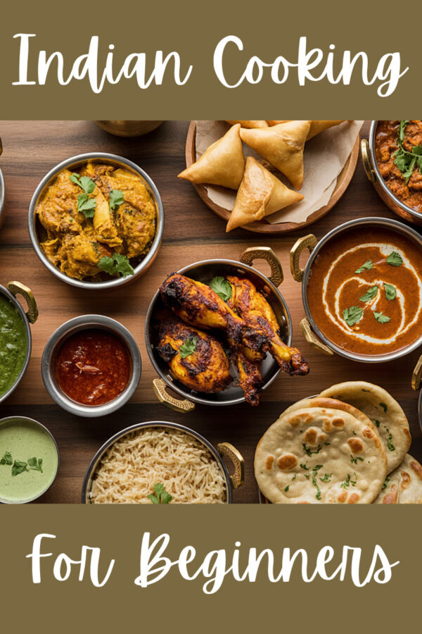 Indian Cooking For Beginners graphic with Indian Cuisine