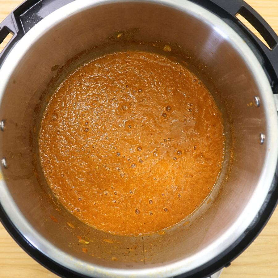 Chicken Tikka Masala sauce blended in an Instant Pot liner