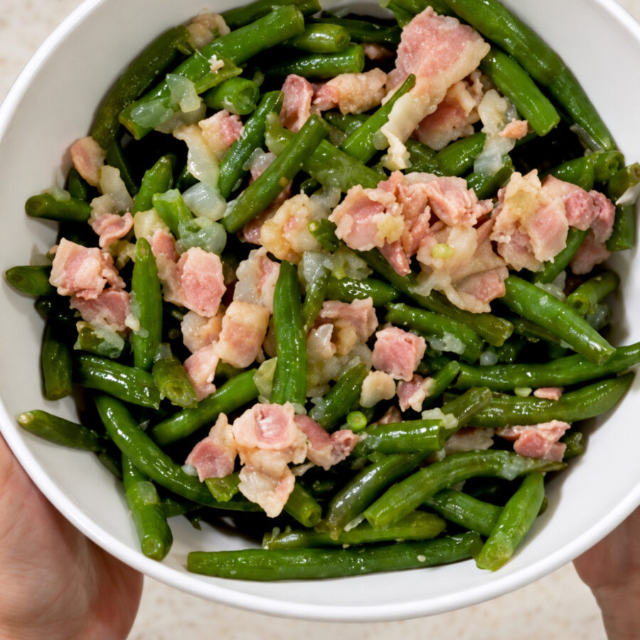 Cooked Instant Pot Green Beans with Bacon