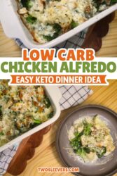 Low Carb Chicken Alfredo Pin with text overlay