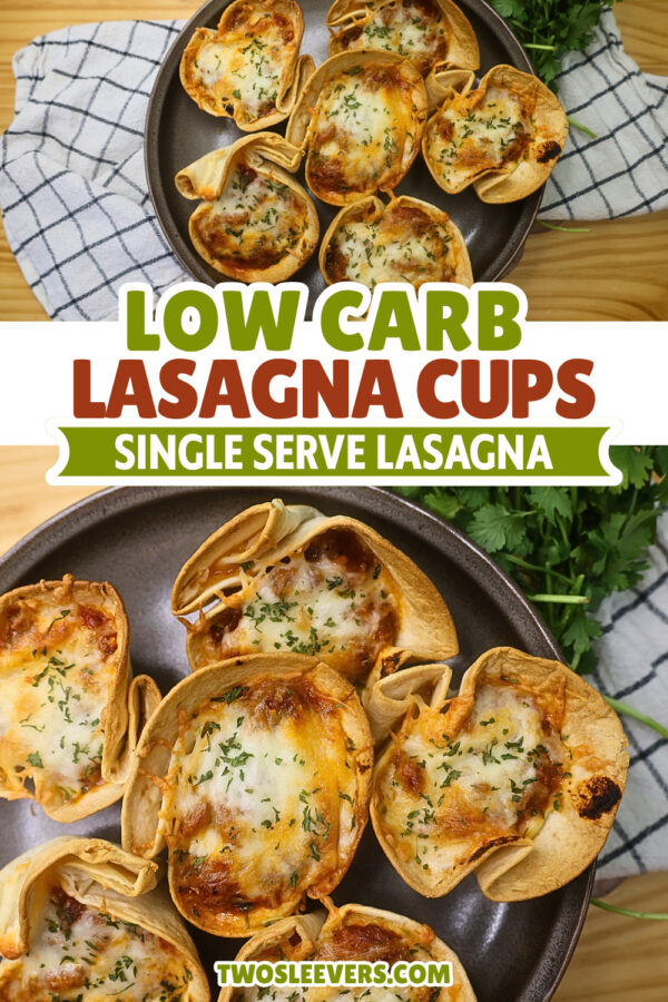 Low Carb Lasagna Cups Pin with text overlay