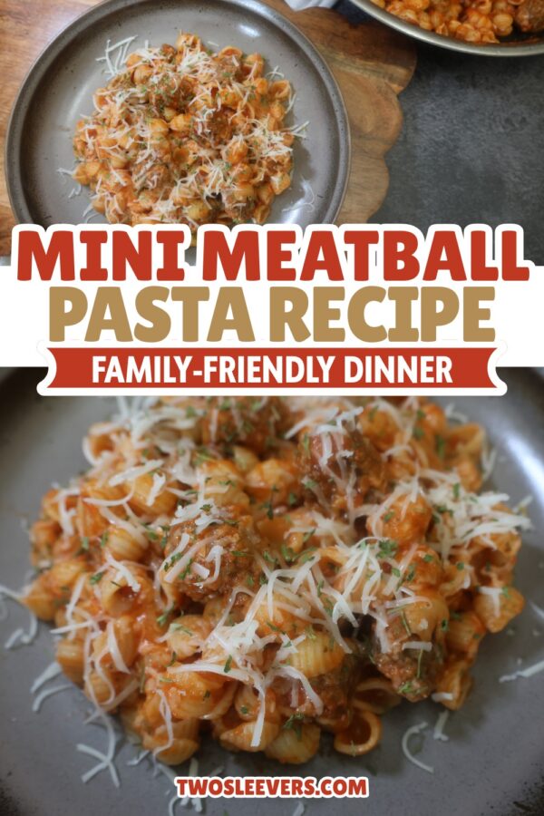 Mini Meatball Pasta Pin with text overlay