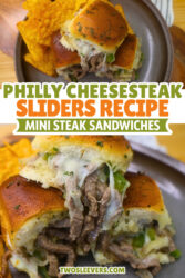 Philly Cheesesteak Sliders Pin with text overlay