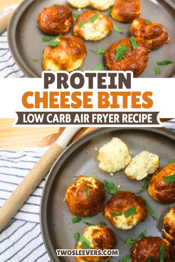 Protein Cheese Bites Pin with text overlay