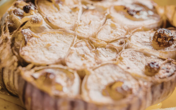 Oven Roasted Garlic on a plate