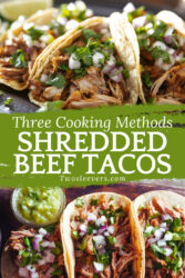 Shredded Beef Tacos Pin with text overlay