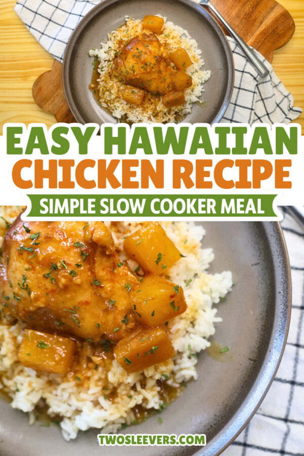 Slow Cooker Hawaiian Chicken Pin with text overlay