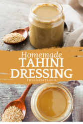 Tahini dressing Pin with text overlay