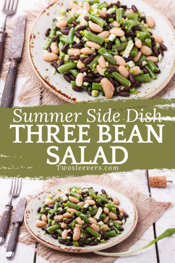 Three Bean Salad Pin with text overlay