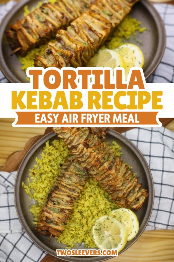 tortilla kebabs Pin with text overlay