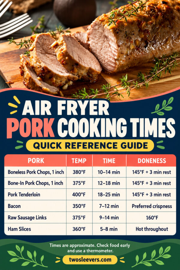 Air Fryer Pork Cooking times chart