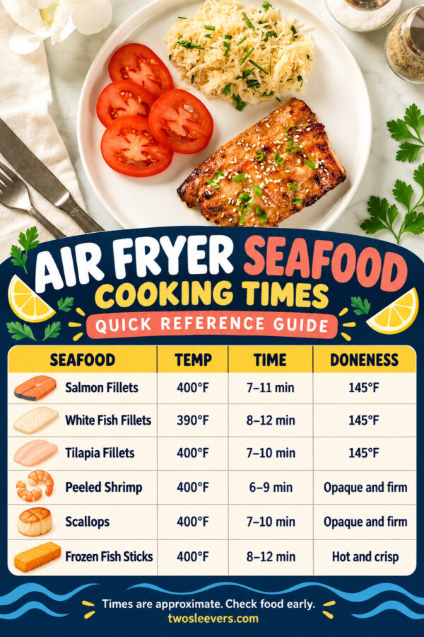 air fryer seafood cooking times chart
