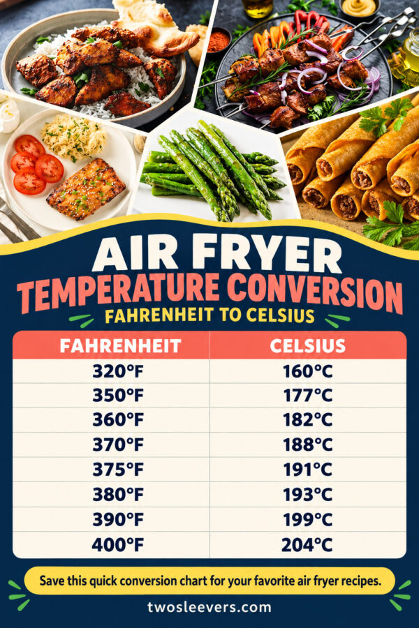 Air Fryer temperature conversion chart