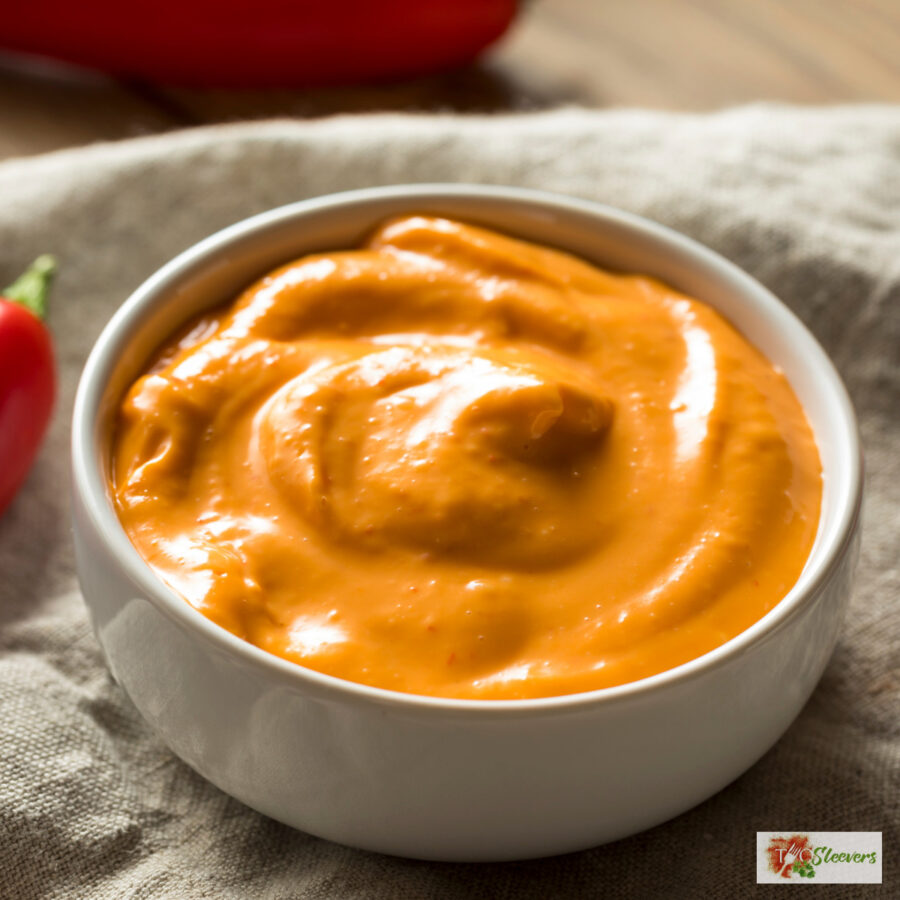 Chipotle Aioli in a white bowl on a neutral cloth