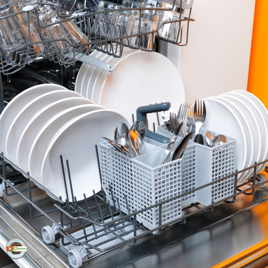 A dishwasher loaded with dishes