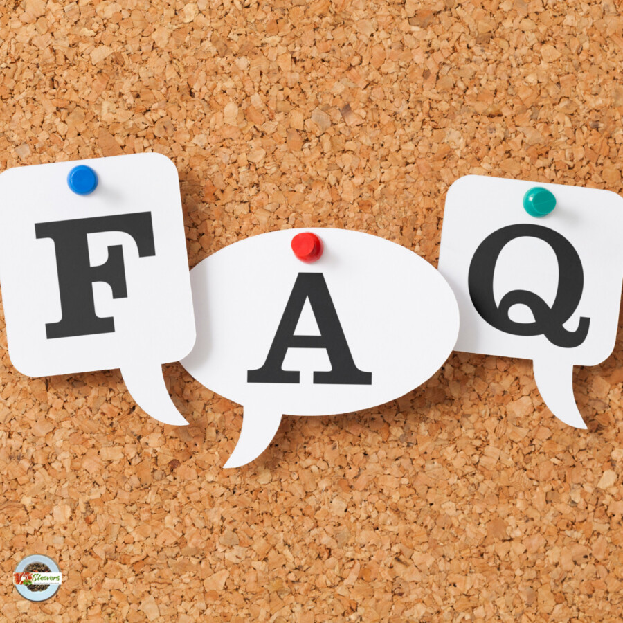 Three chat bubbles with the letters FAQ on a corkboard