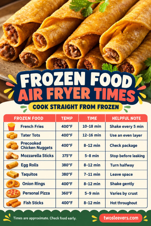 Air Fryer Frozen Food Cooking Chart