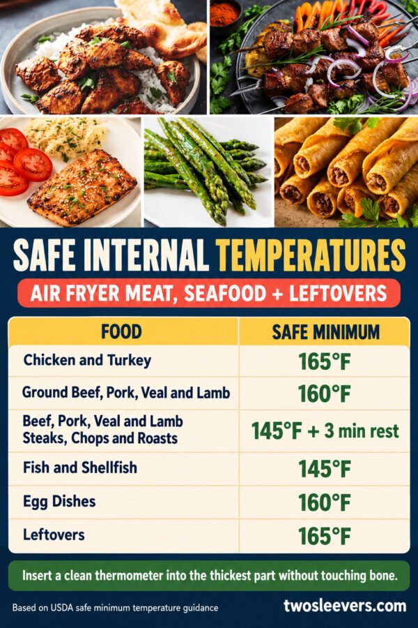 Safe Internal Temperatures Chart for air fryer food